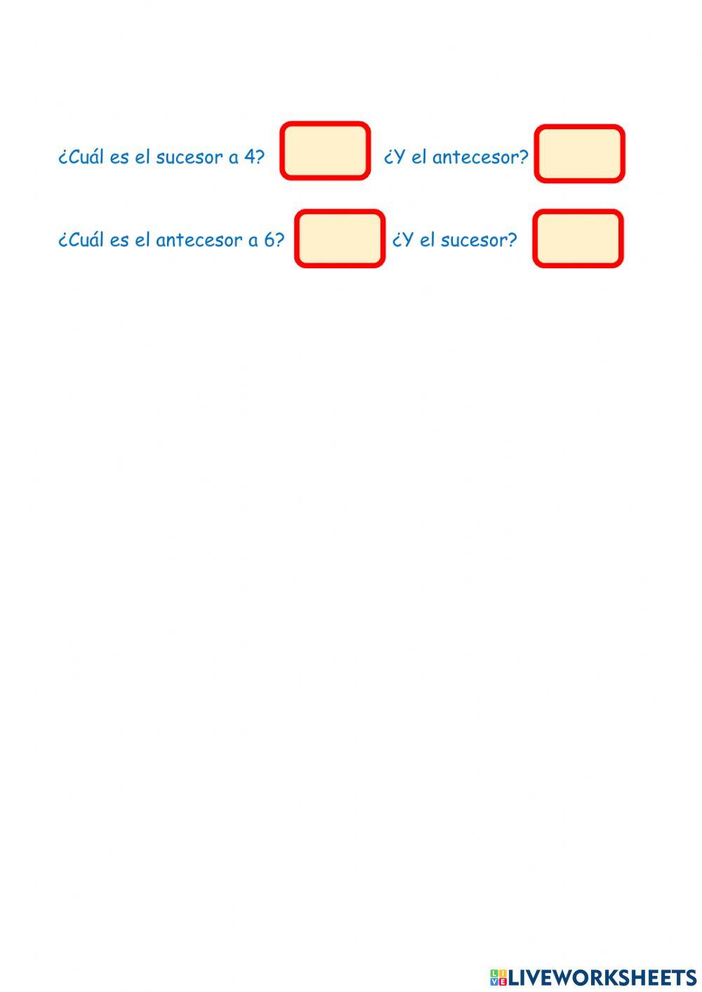 Anterior y posterior de un número 1er grado