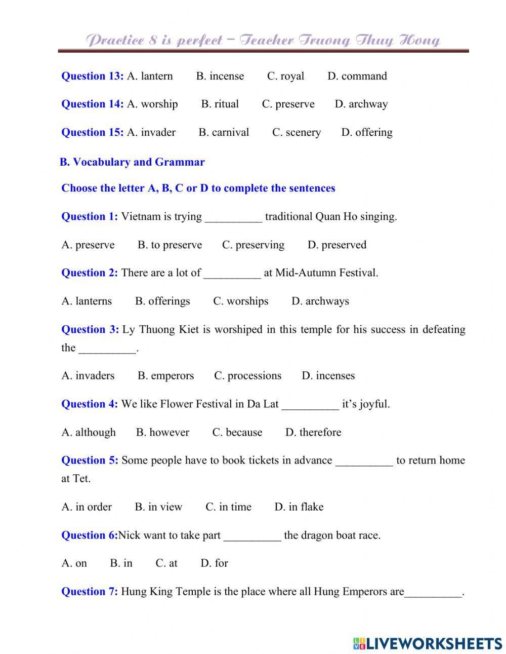 Test 5 English 8