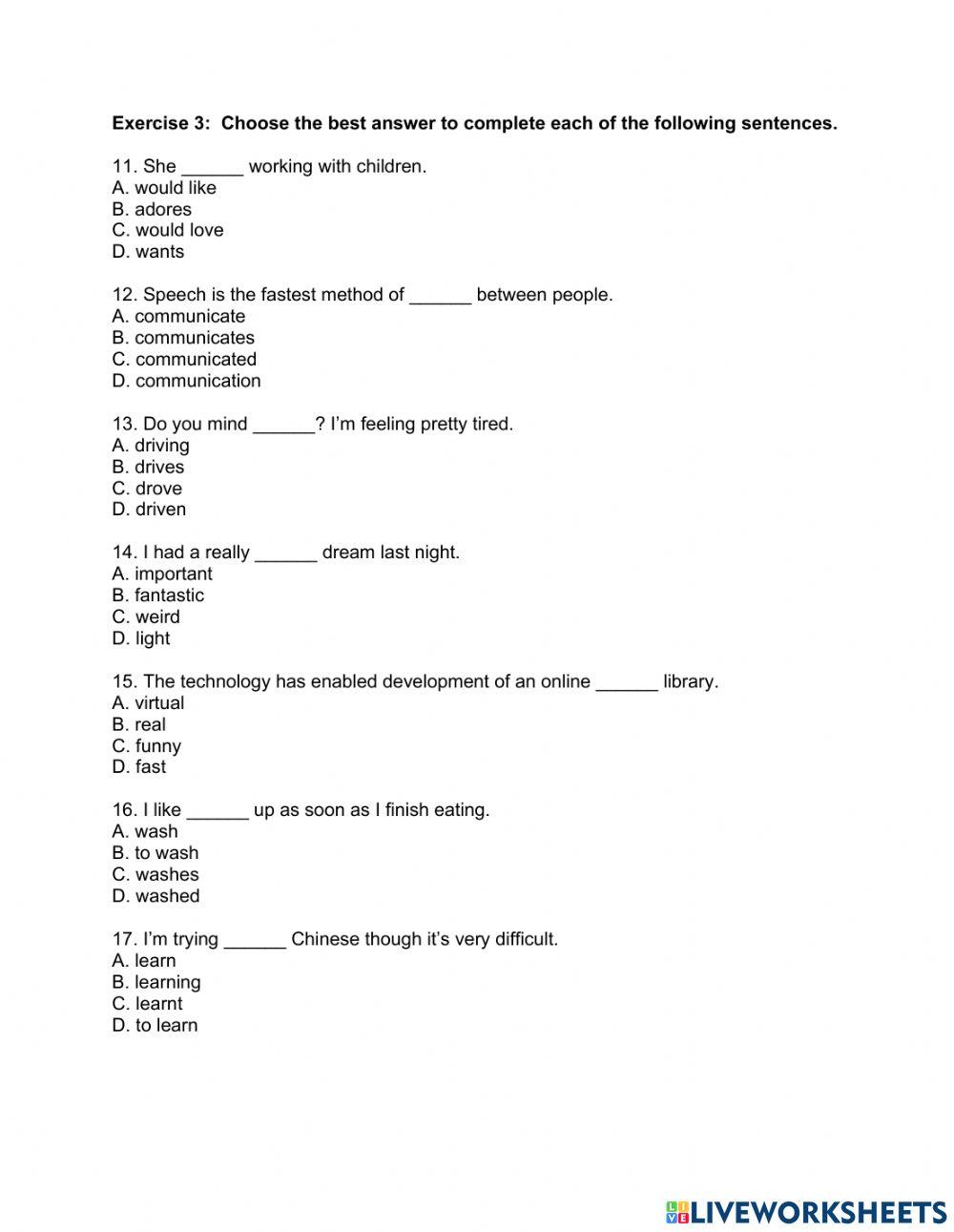 Unit 1 Grade 8 Grammar and Vocabulary