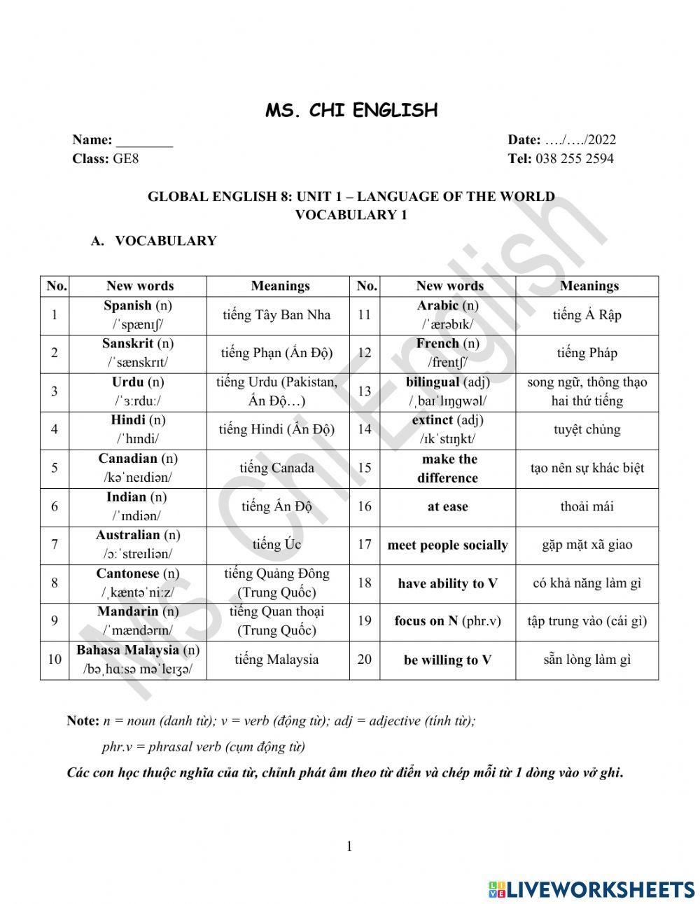 Foreign teacher-S8-U1-Vocab 1 (1)