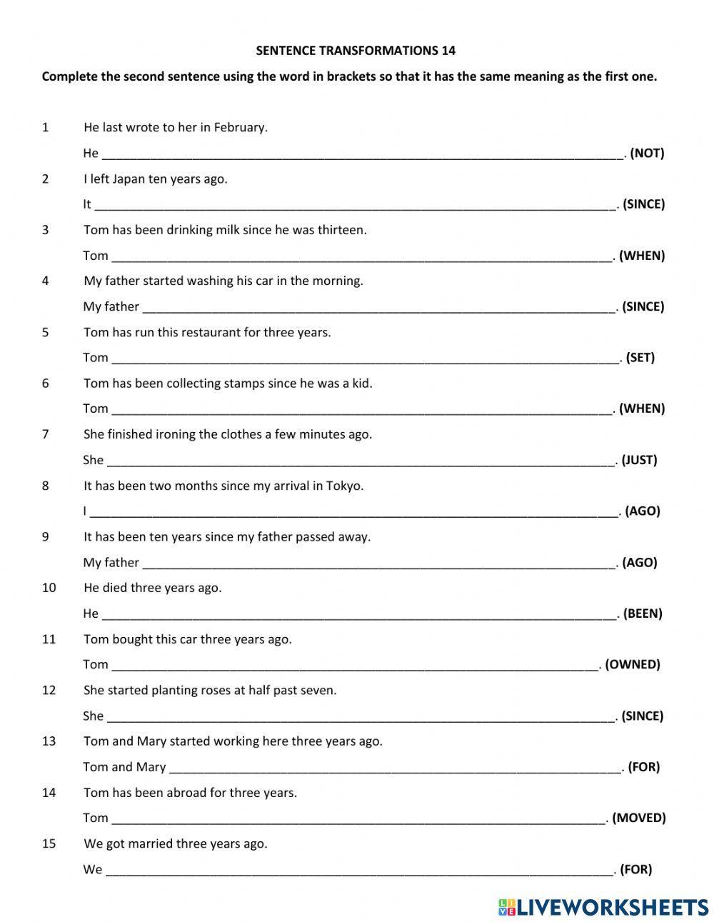 Present Perfect vs Past Simple - Sentence Transformation