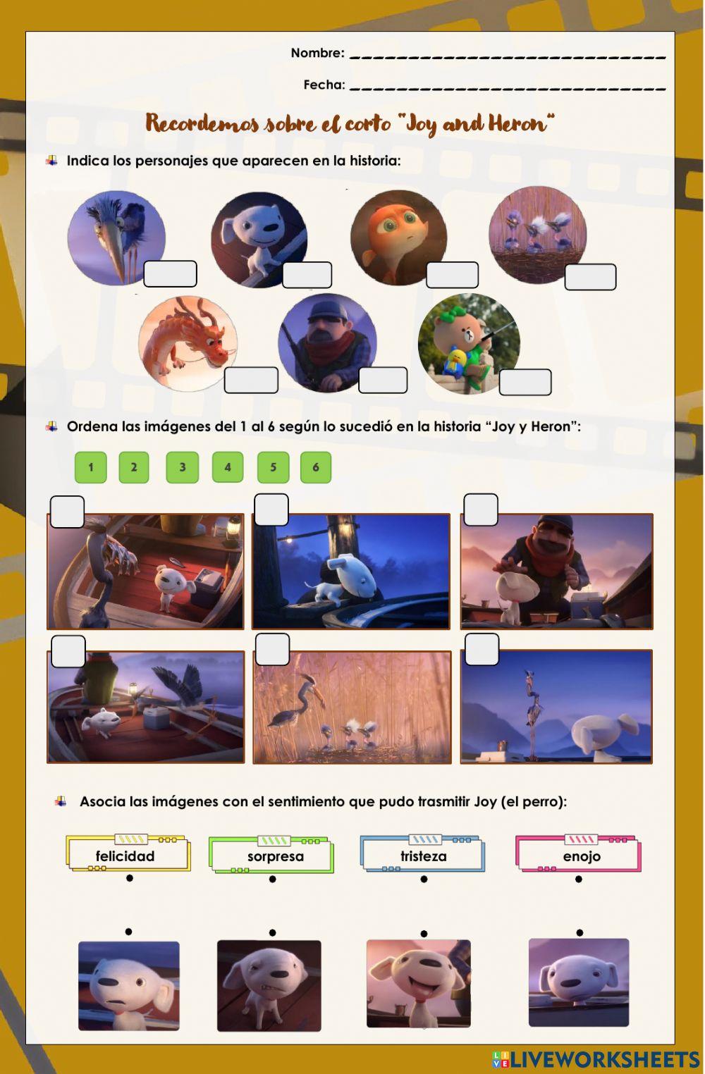 Comprensión lectora: Joy y Heron