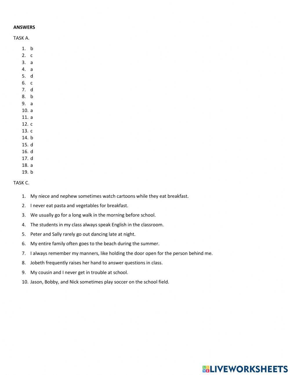 UNIT 18 -  Adverbs frequency and Indefinite Pronouns