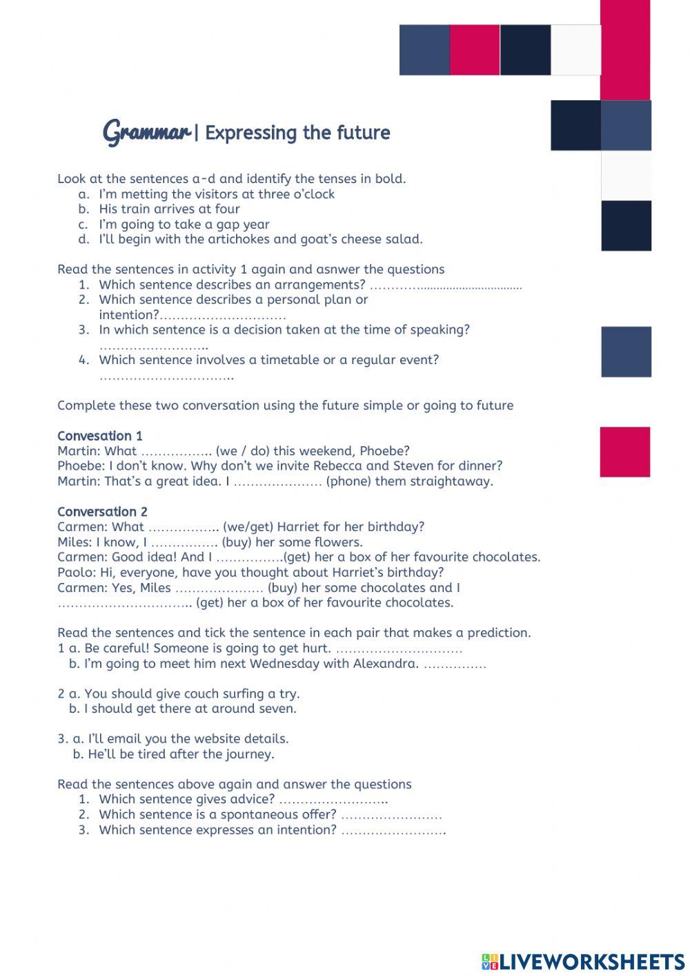 Grammar - Future Tenses