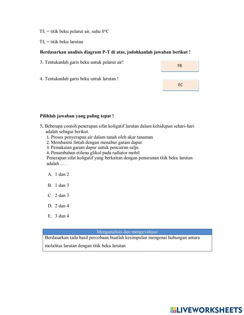 Penurunan Titik Beku larutan