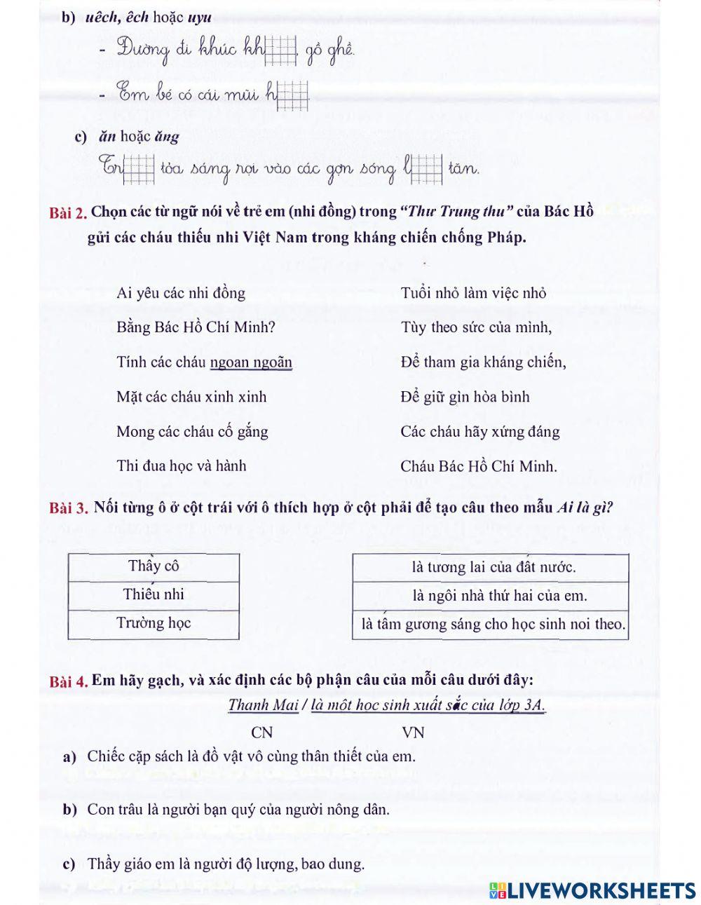 Tiếng Việt 3 - Tuần 2