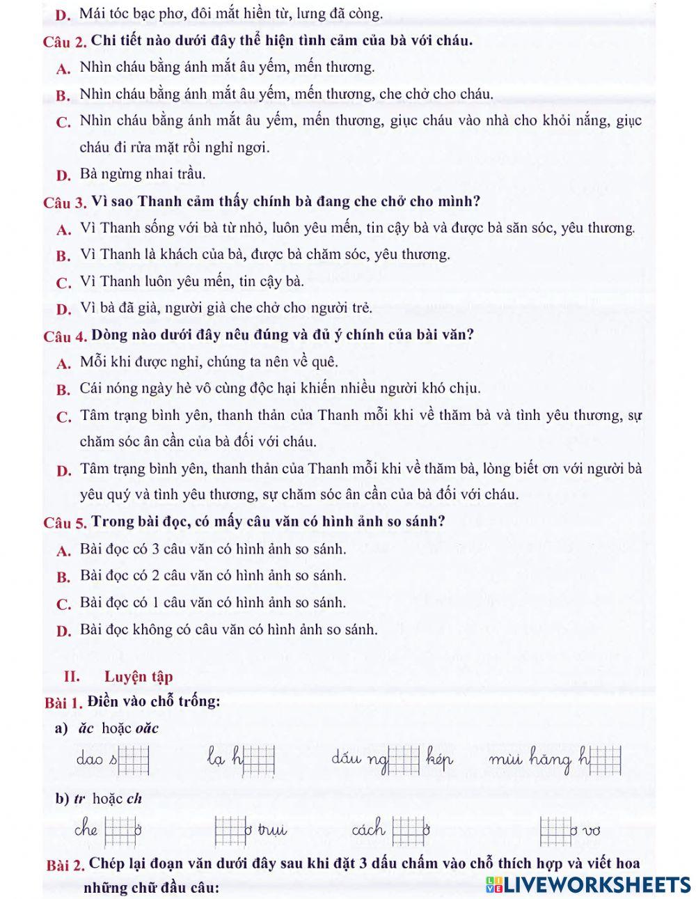 Môn Tiếng Việt 3 - Tuần 3