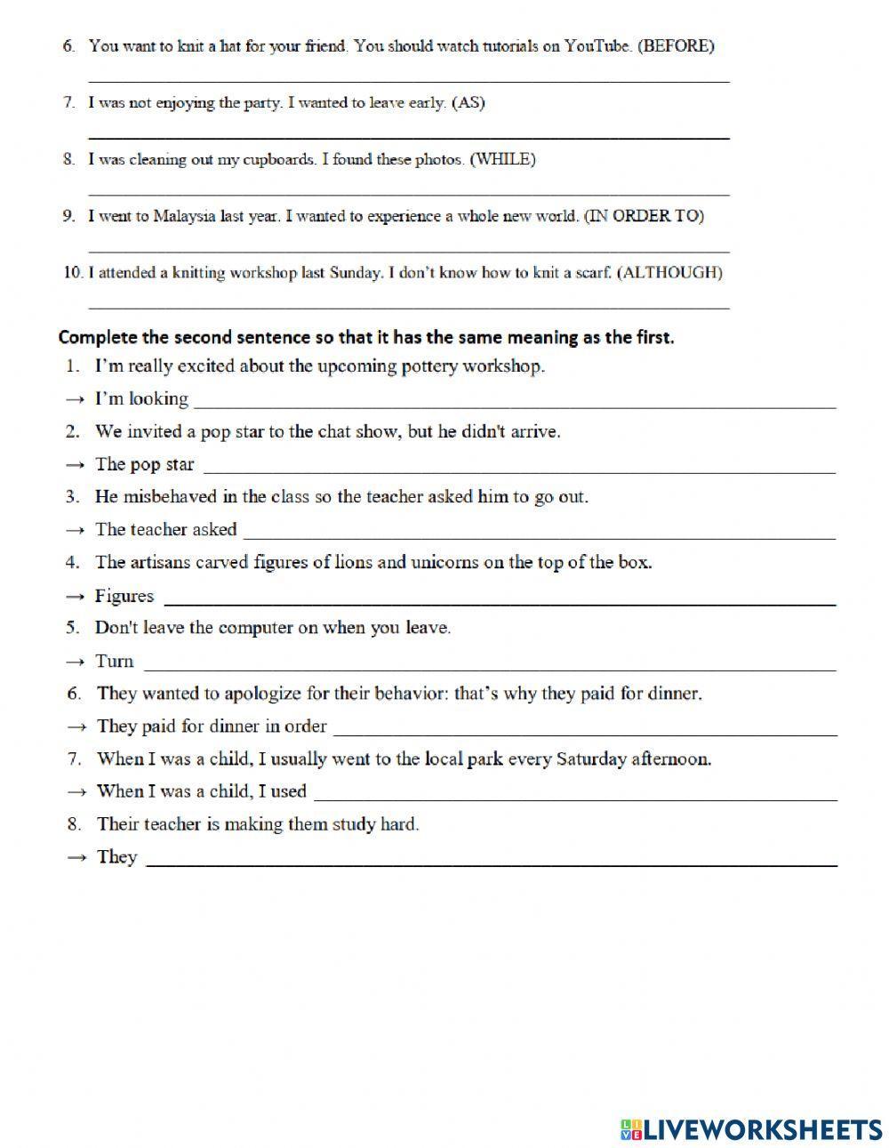 Lop 9- unit 1 - viet lai cau