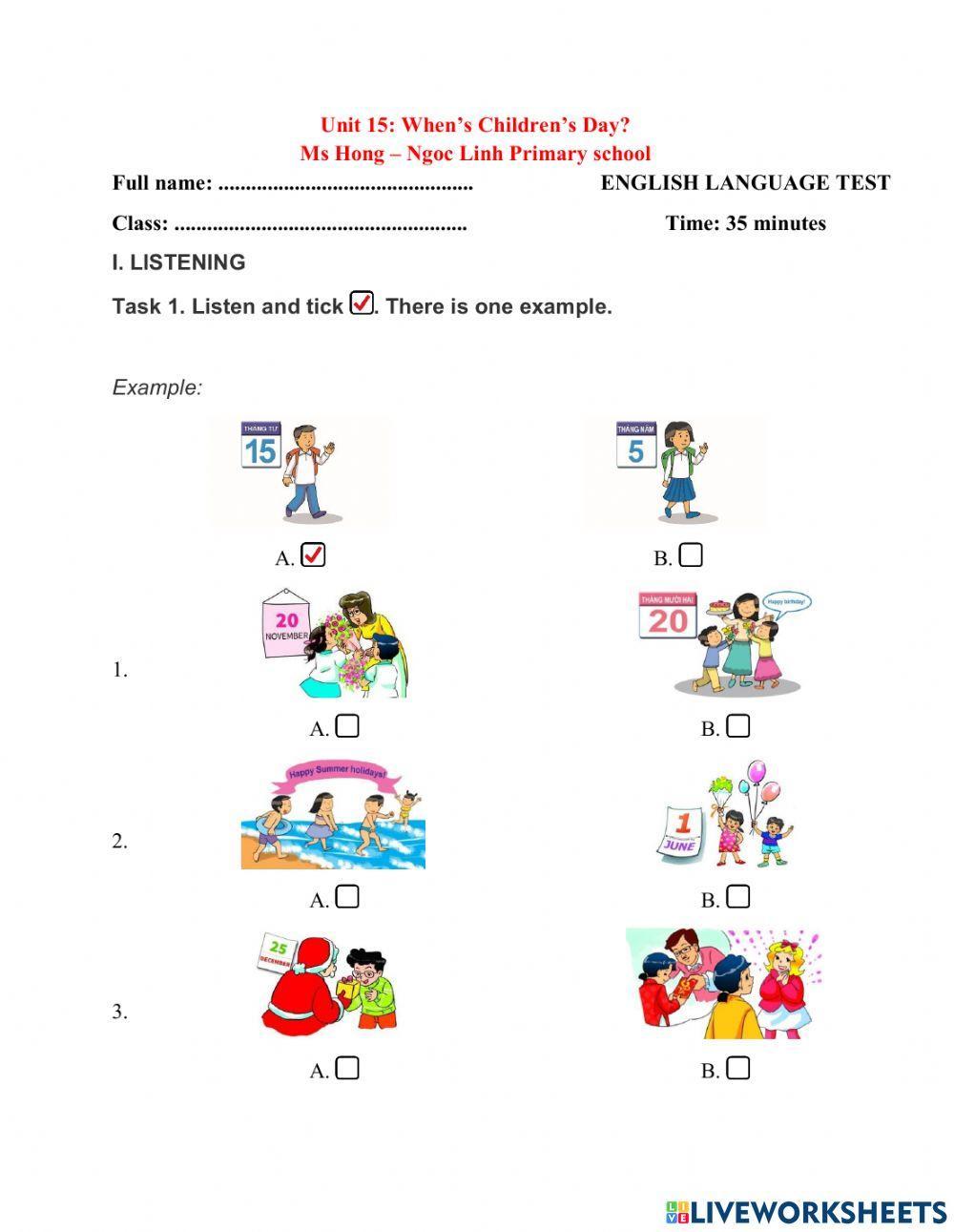 Unit 15: When's Children's Day?