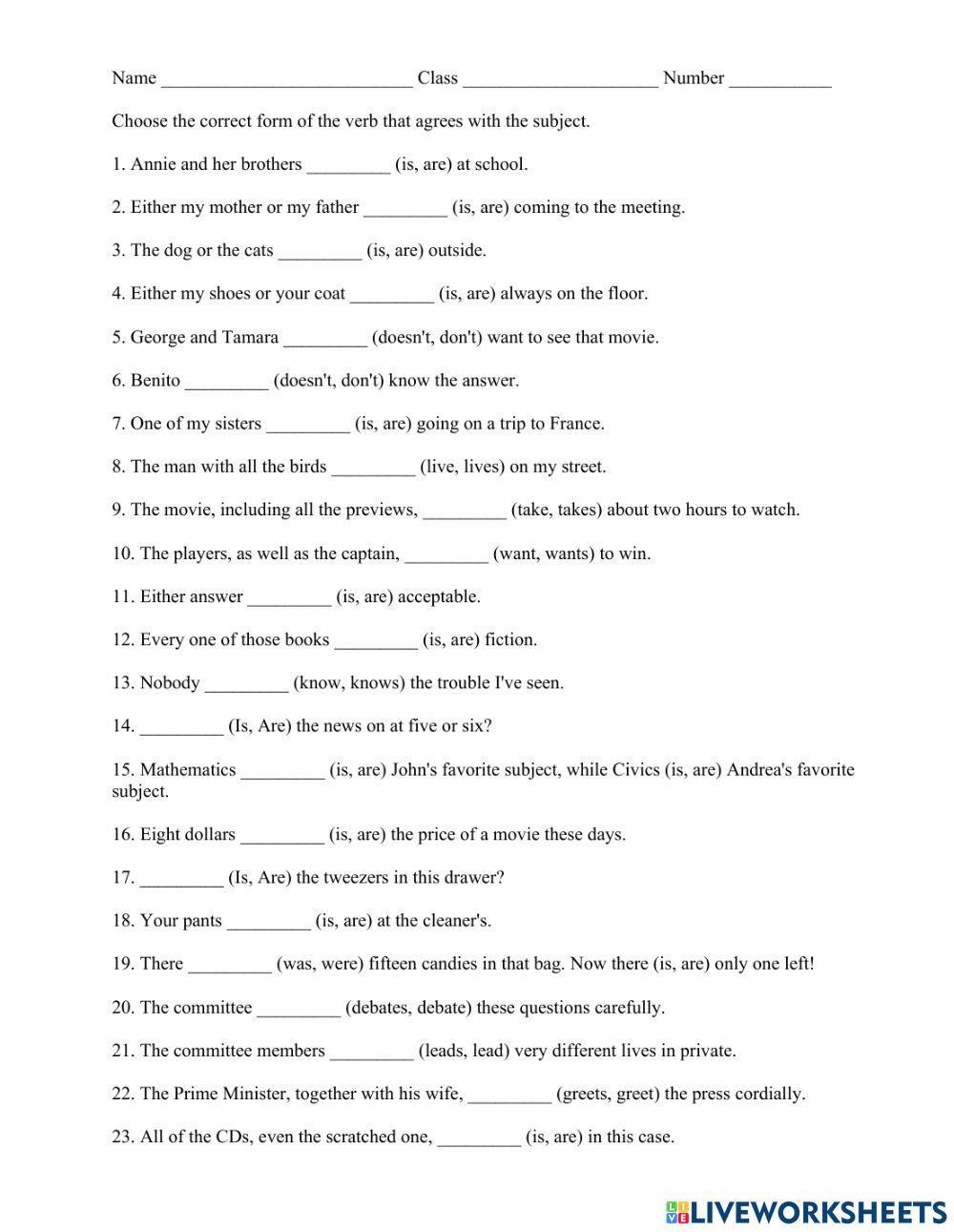 Subject with Verb Agreement