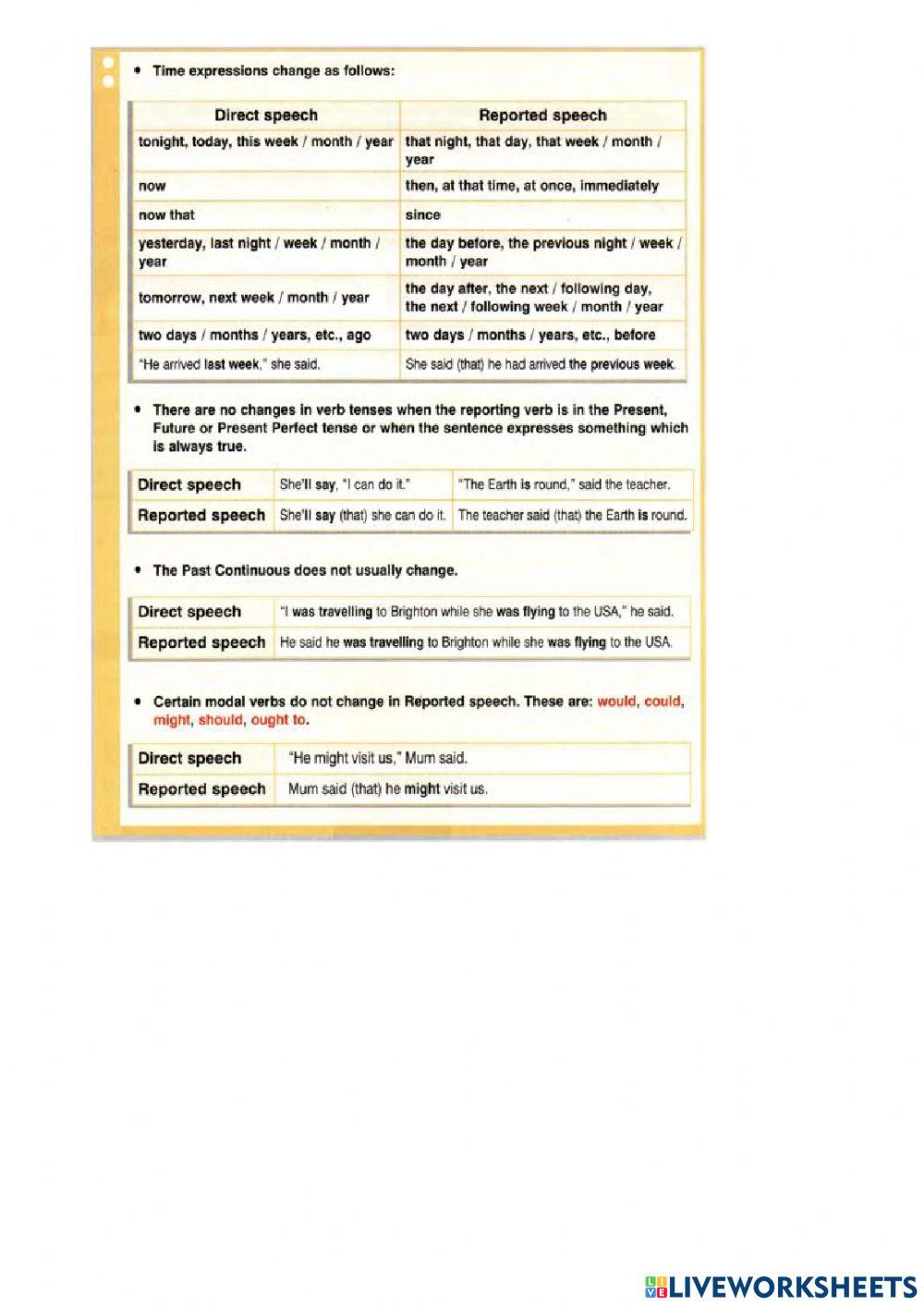 Reported speech new round up