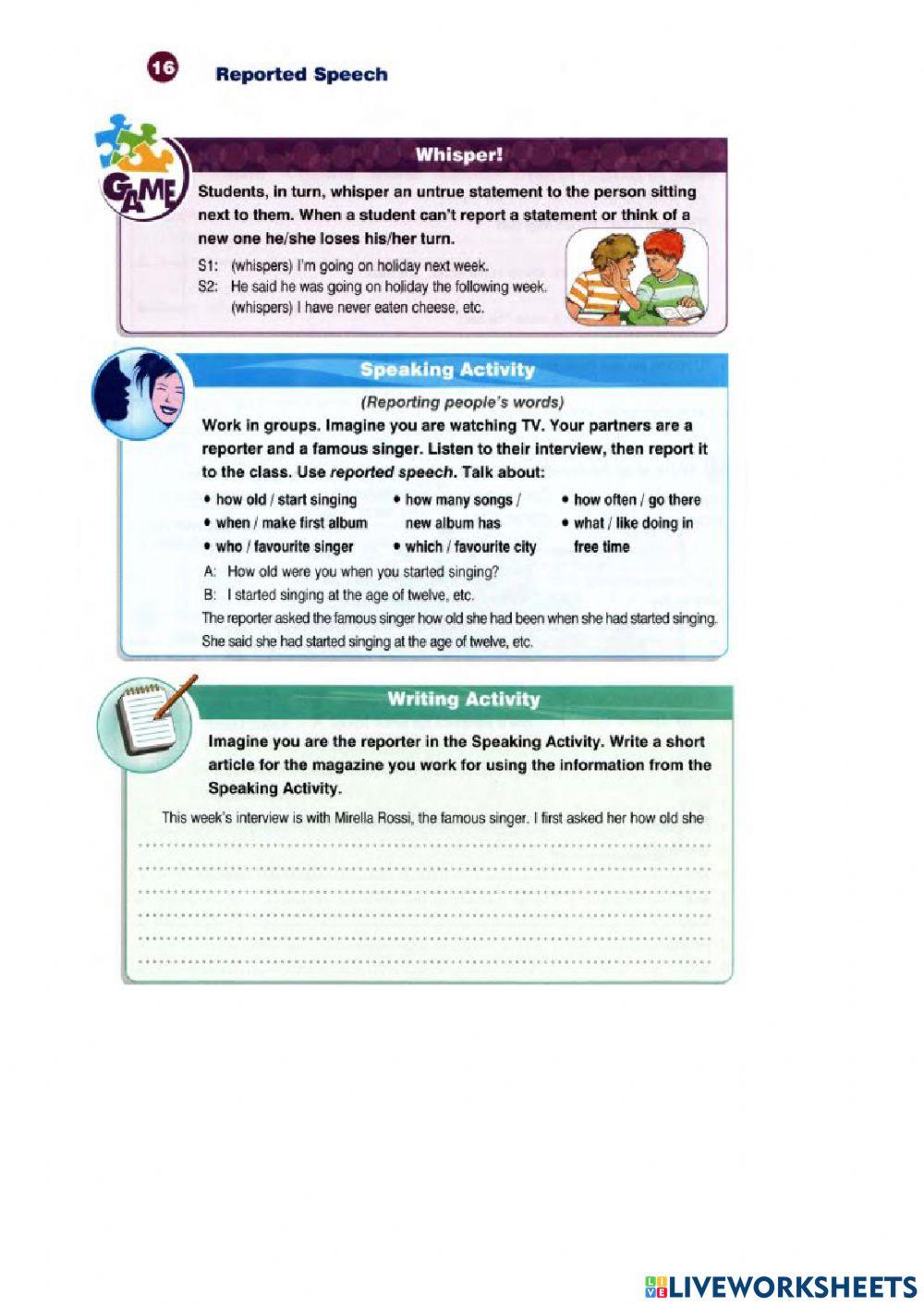 Reported speech new round up