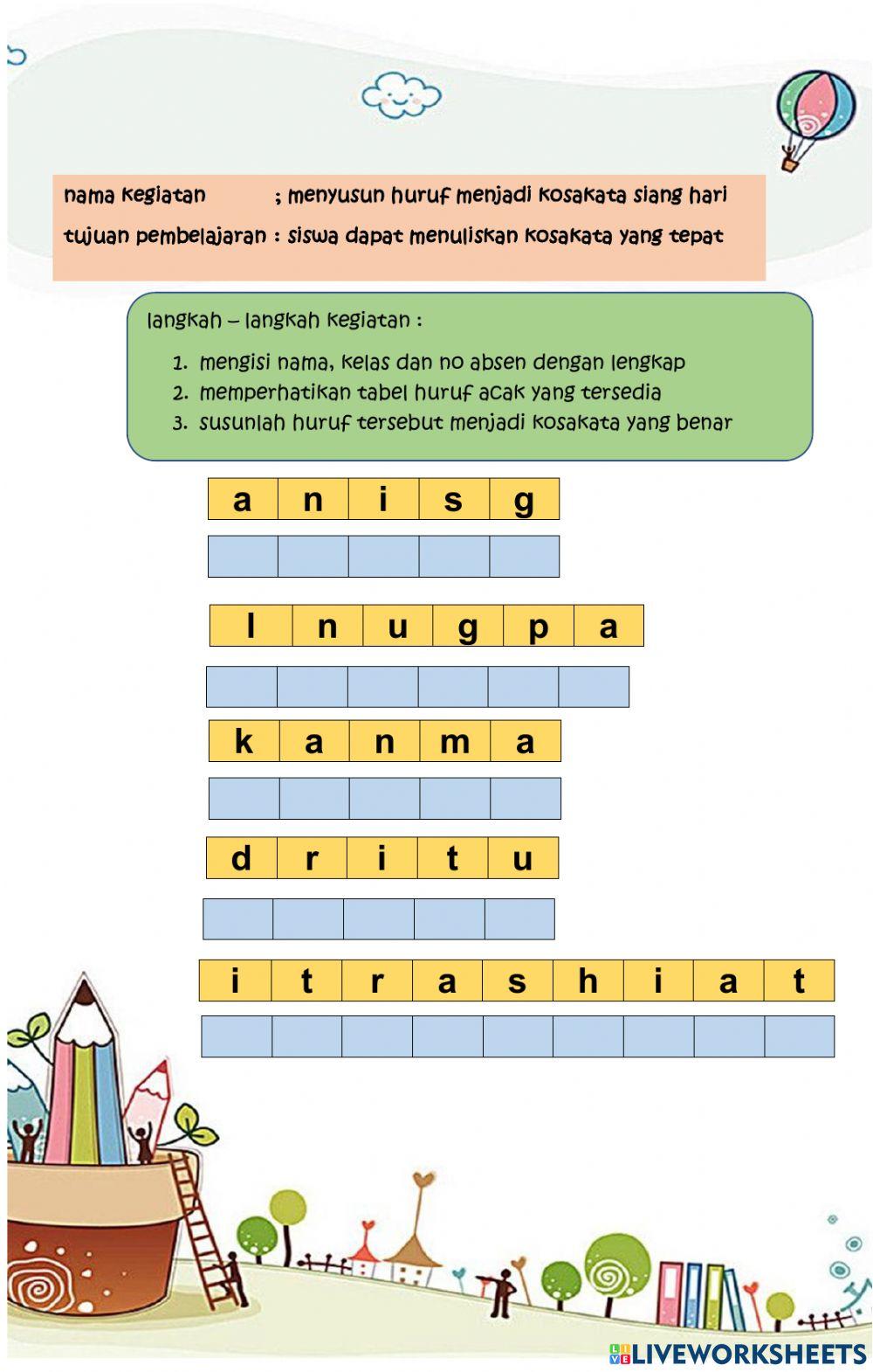 Menyusun huruf acak menjadi kosakata