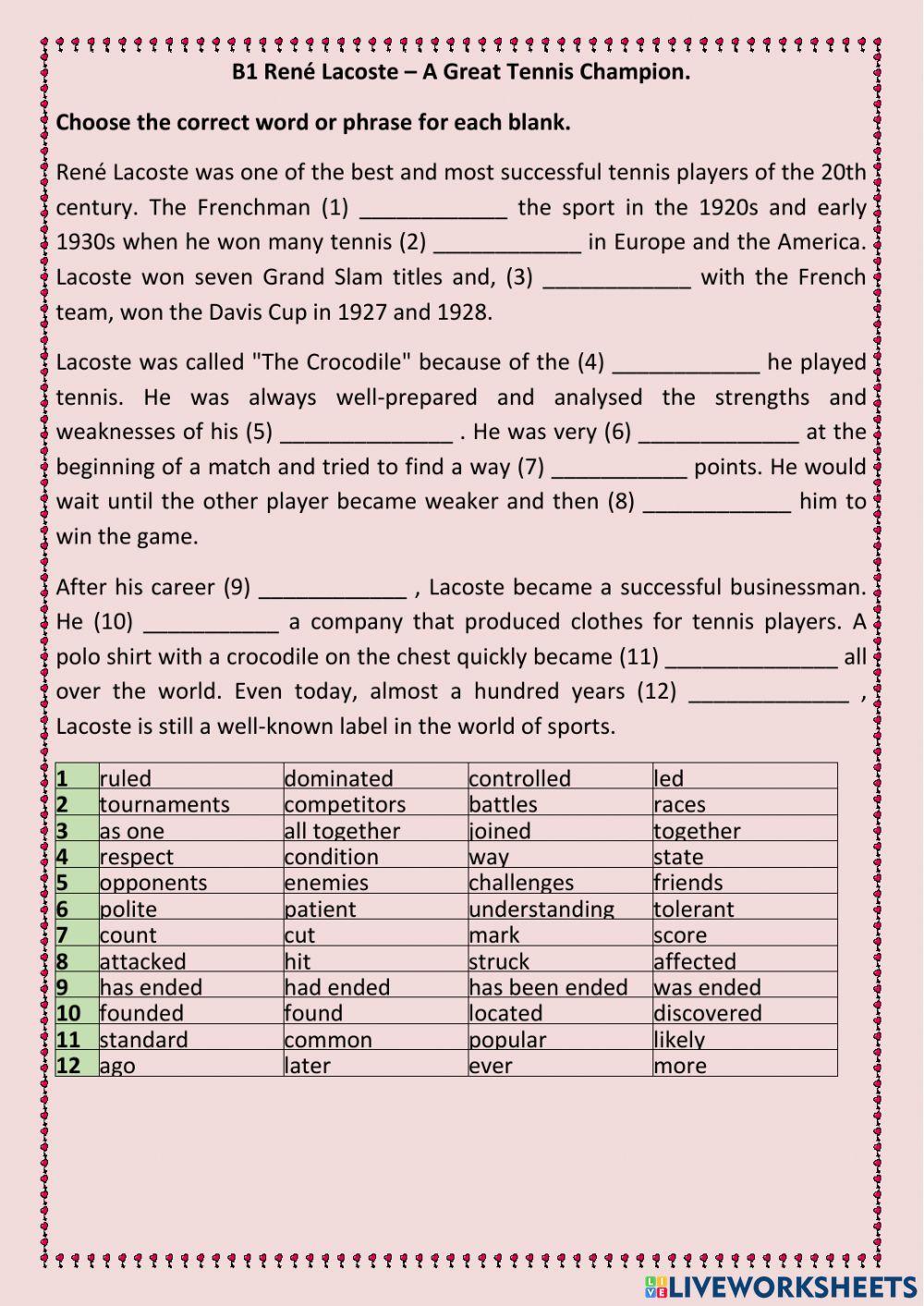 René Lacoste – A Great Tennis Champion