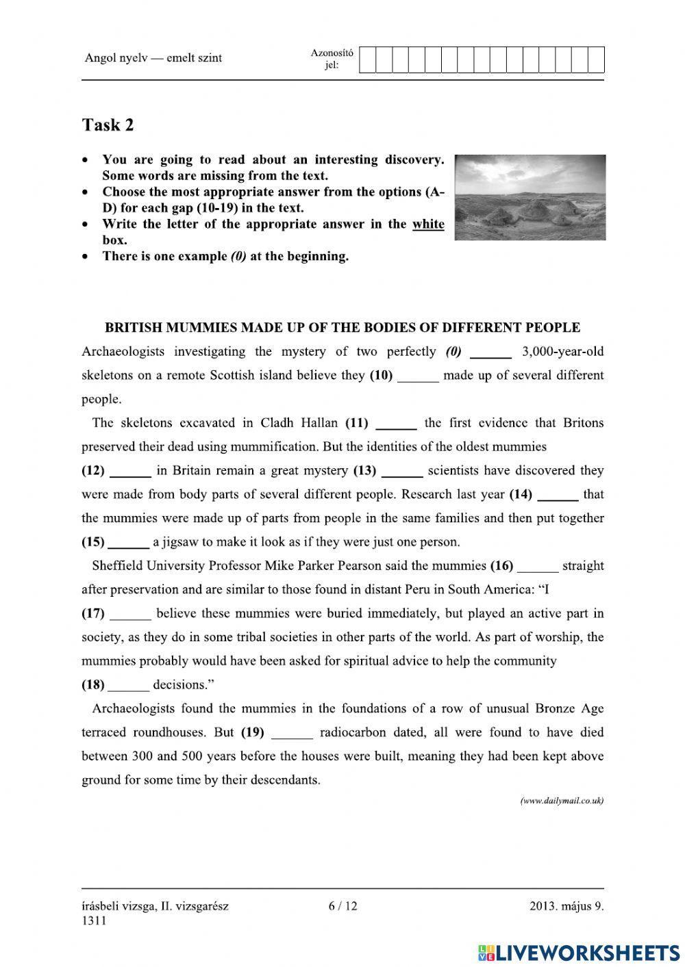 Érettségi 2013 május Nyelvhelyesség