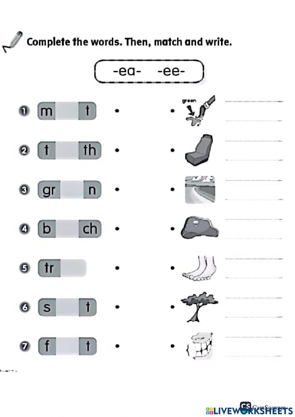 Ee and ea sounds