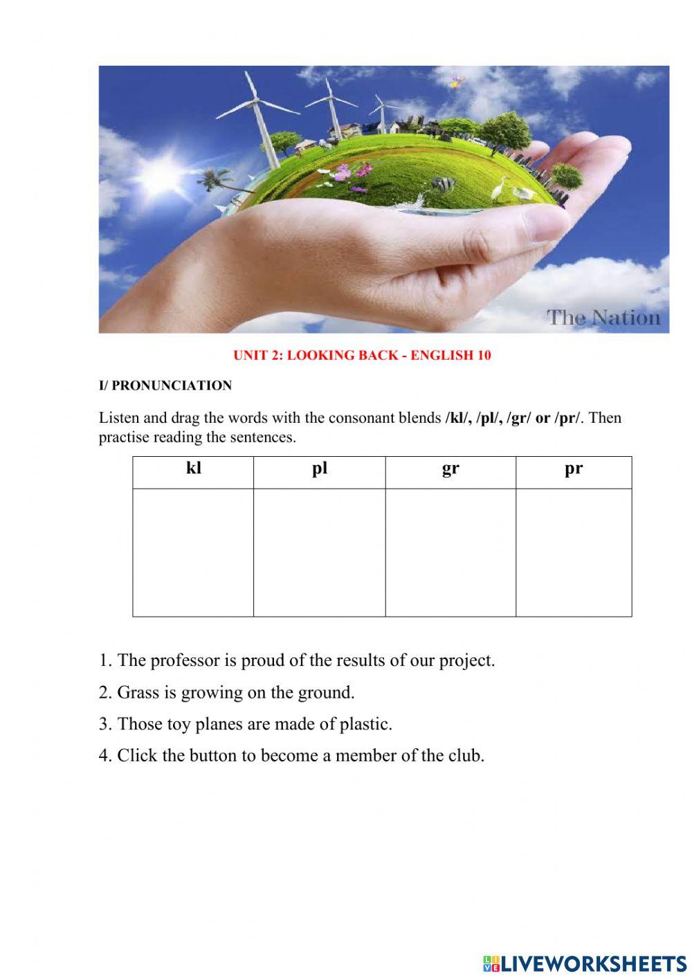 Unit 2 looking back activity live worksheets