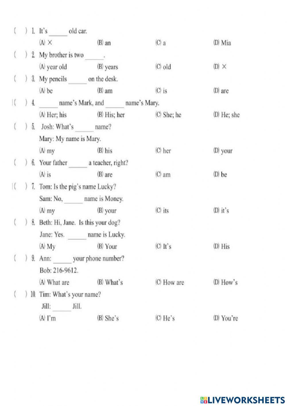 Be worksheet live worksheets