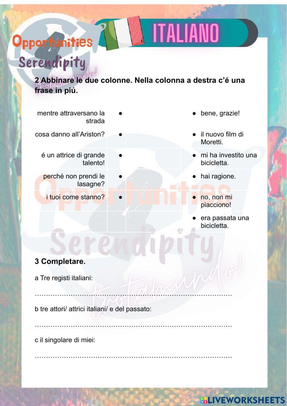 Progetto italiano, pratica 1