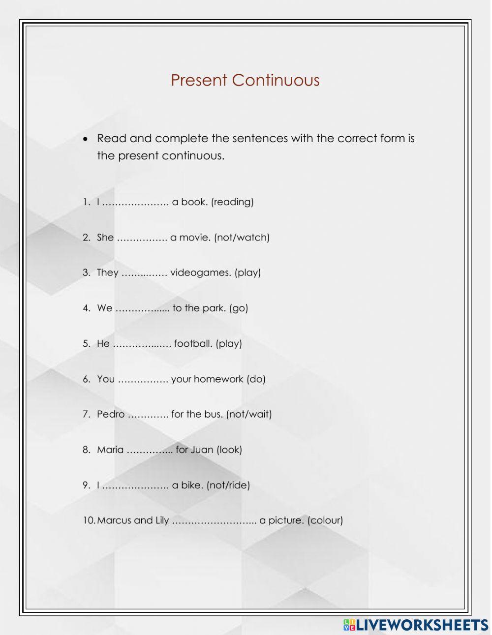 A1  - Present Continuous (Affirmative and Negative form)
