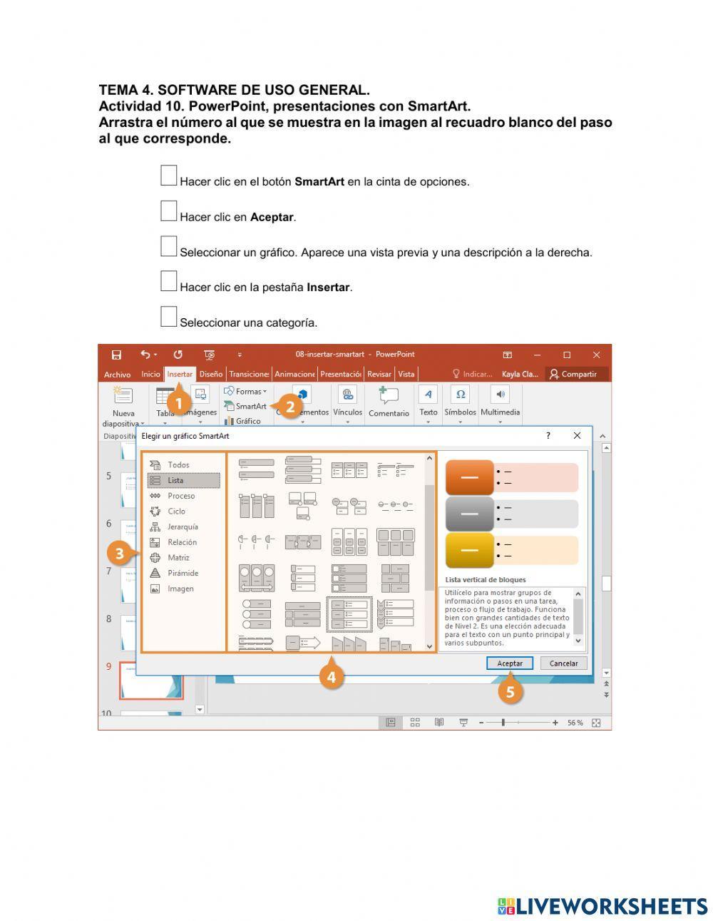 Ejercicio para PowerPoint, presentaciones con SmartArt.