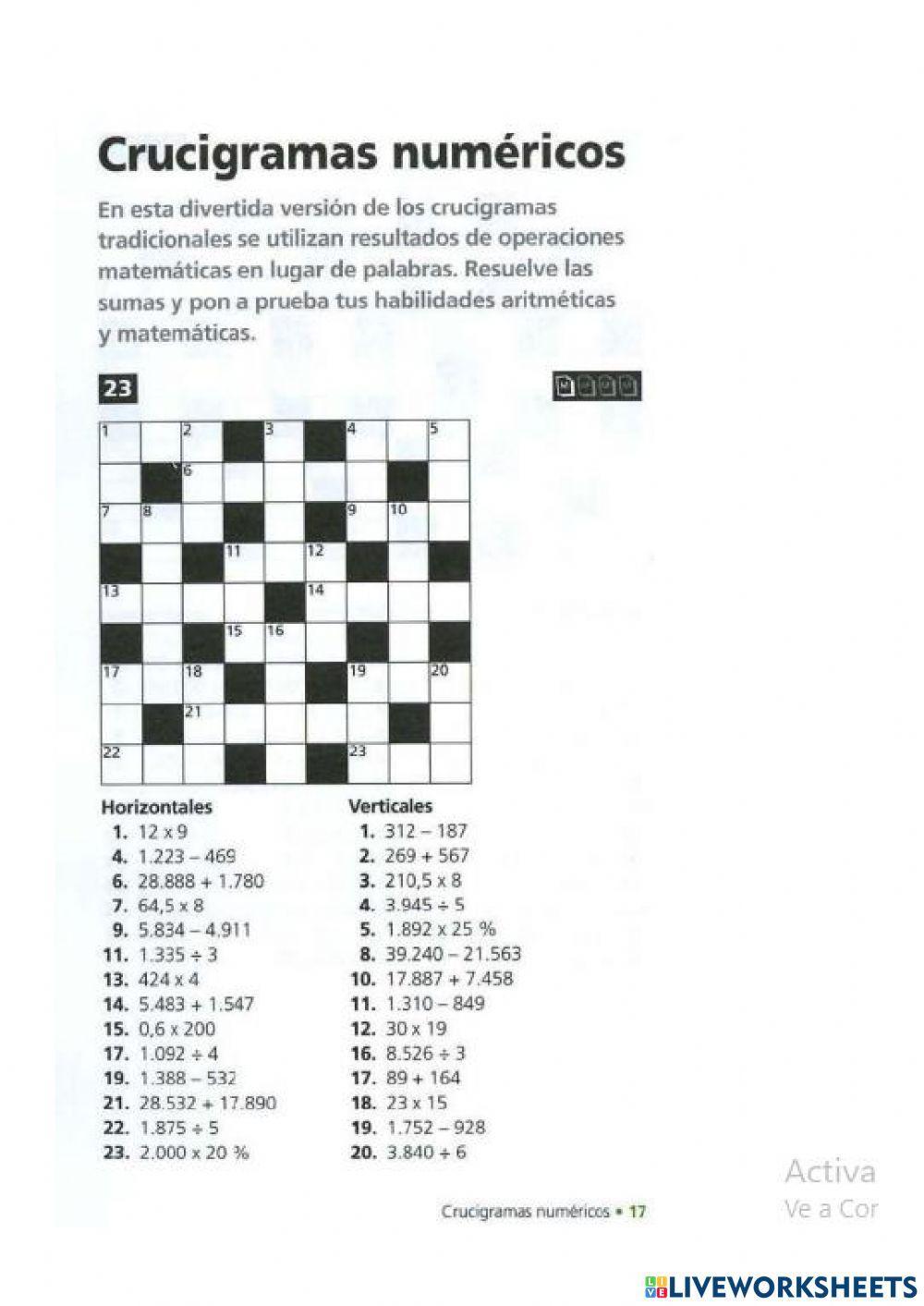 Crucigrama numérico