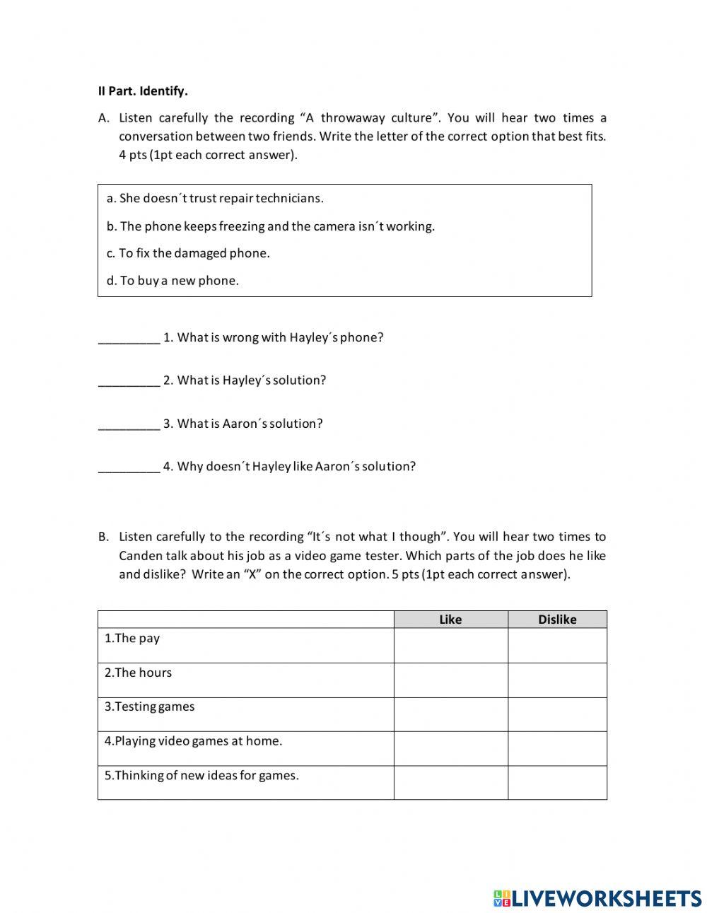 Listening comprehension