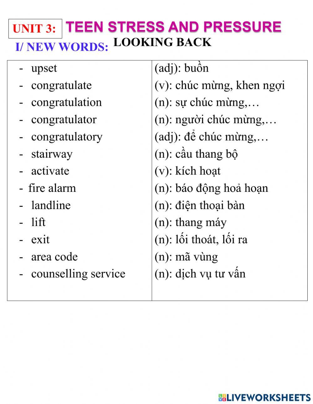 English 9- unit 3- looking back