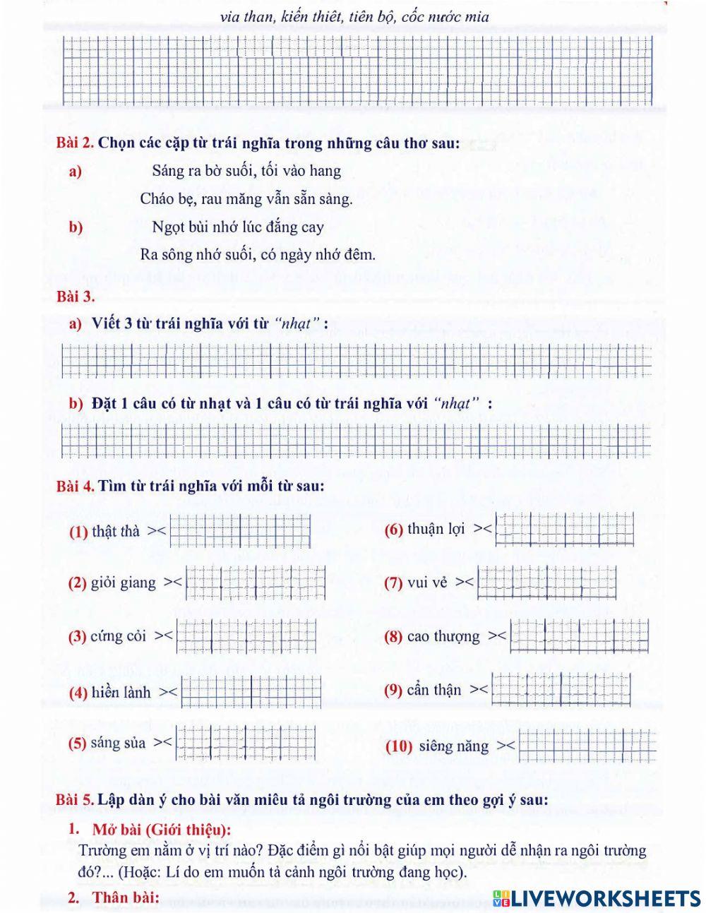 Môn Tiếng Việt 5 - Tuần 4