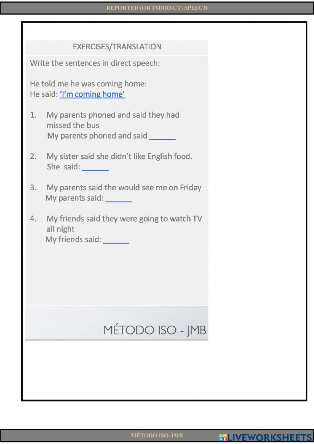 Reported (or indirect) speech