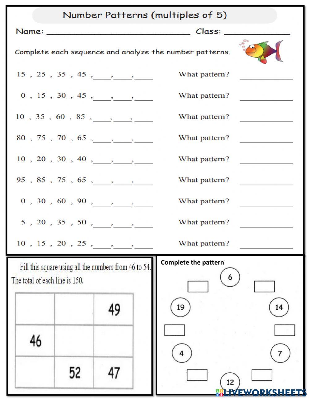 Number Pattern | Free Interactive Worksheets | 2118445