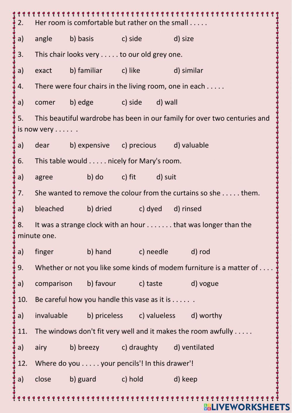 Furniture and fittings