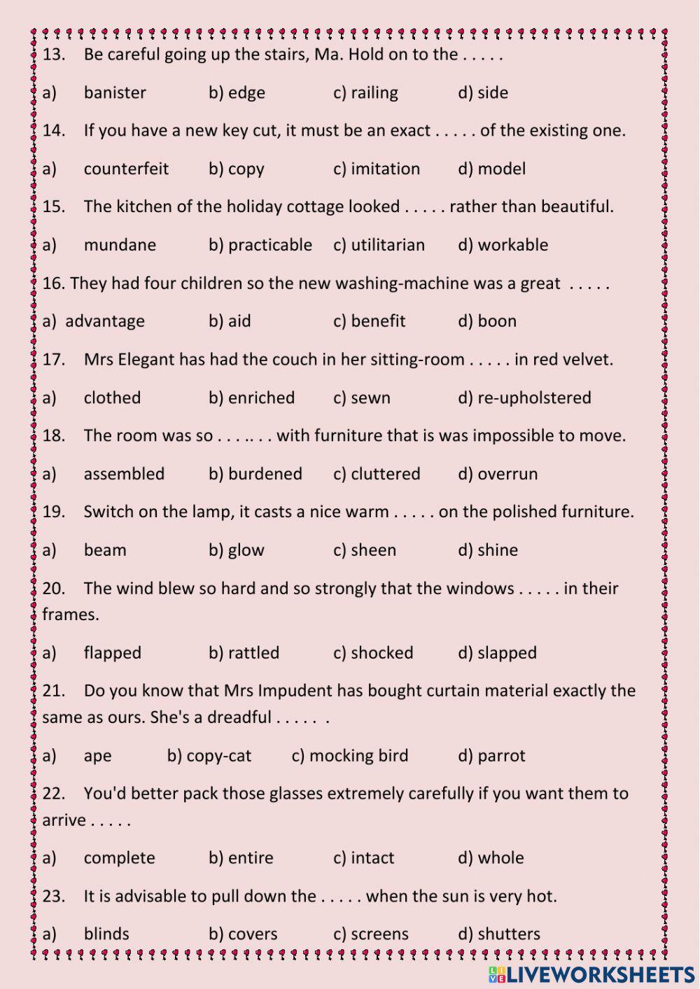 Furniture and fittings