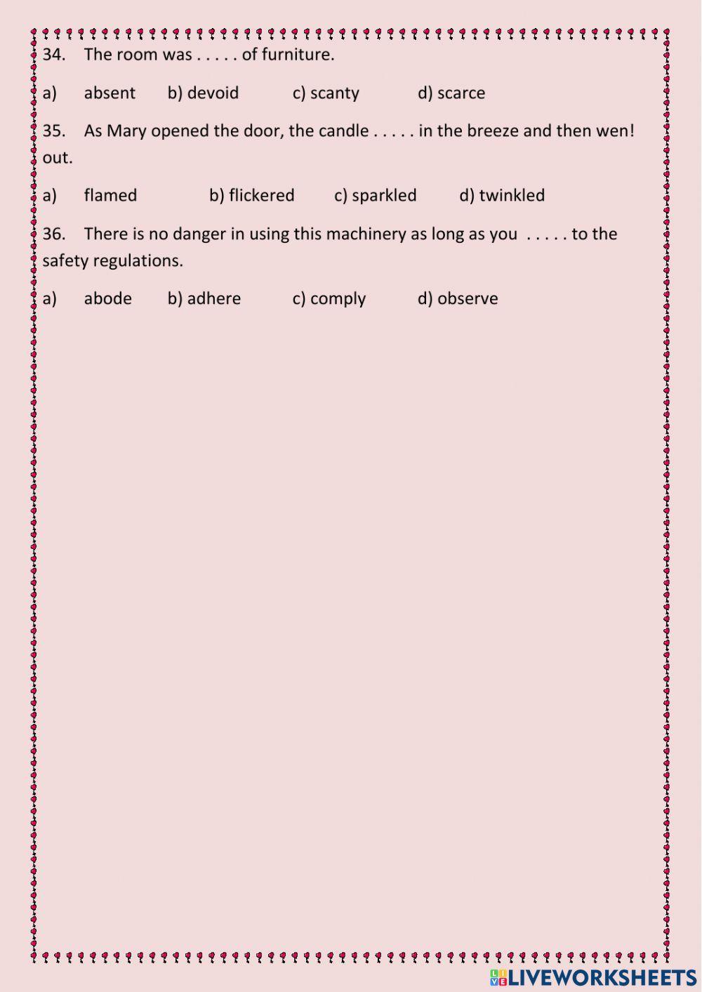 Furniture and fittings