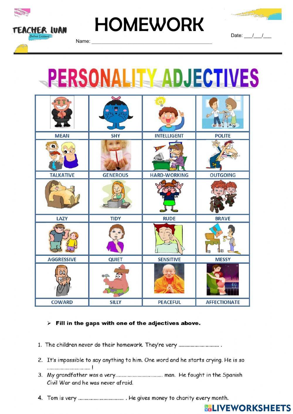 Personality Adjectives - iSL Collective Worksheet
