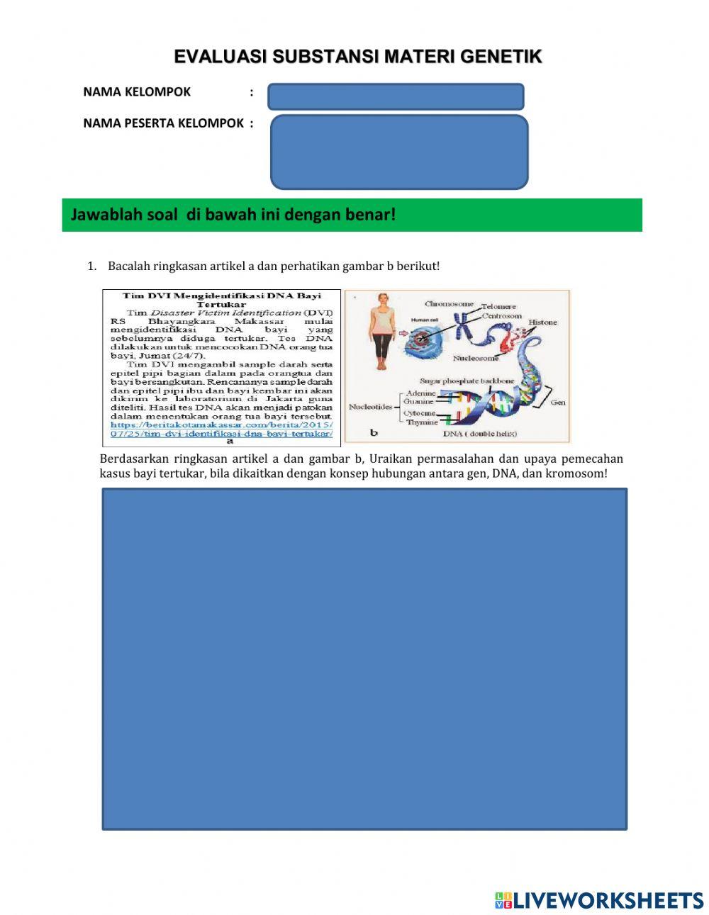 Evaluasi substansi materi genetik