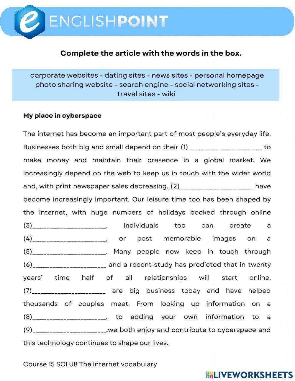 The internet - Vocabulary Speakout Intermediate