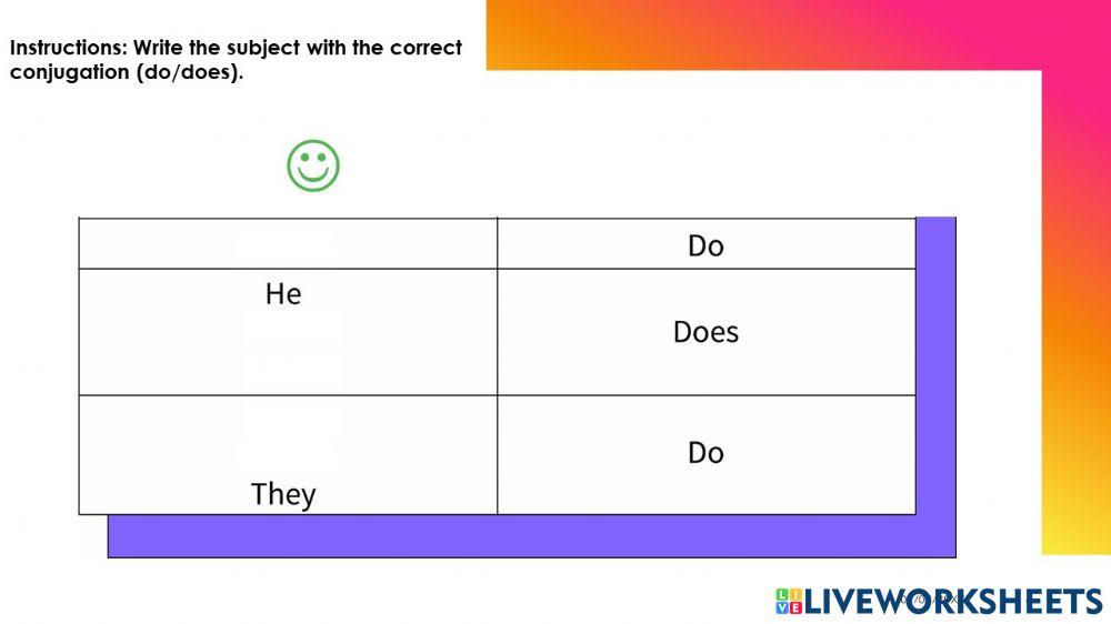 Do-does free exercise | Live Worksheets