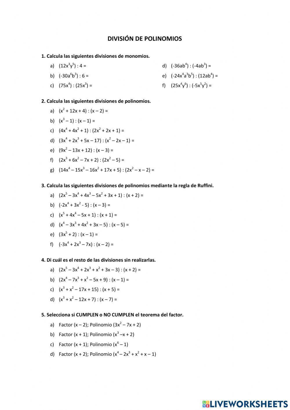 División de polinomios