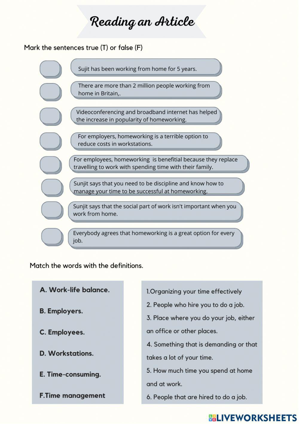 Quiz - Listening-Reading (Personality and Work