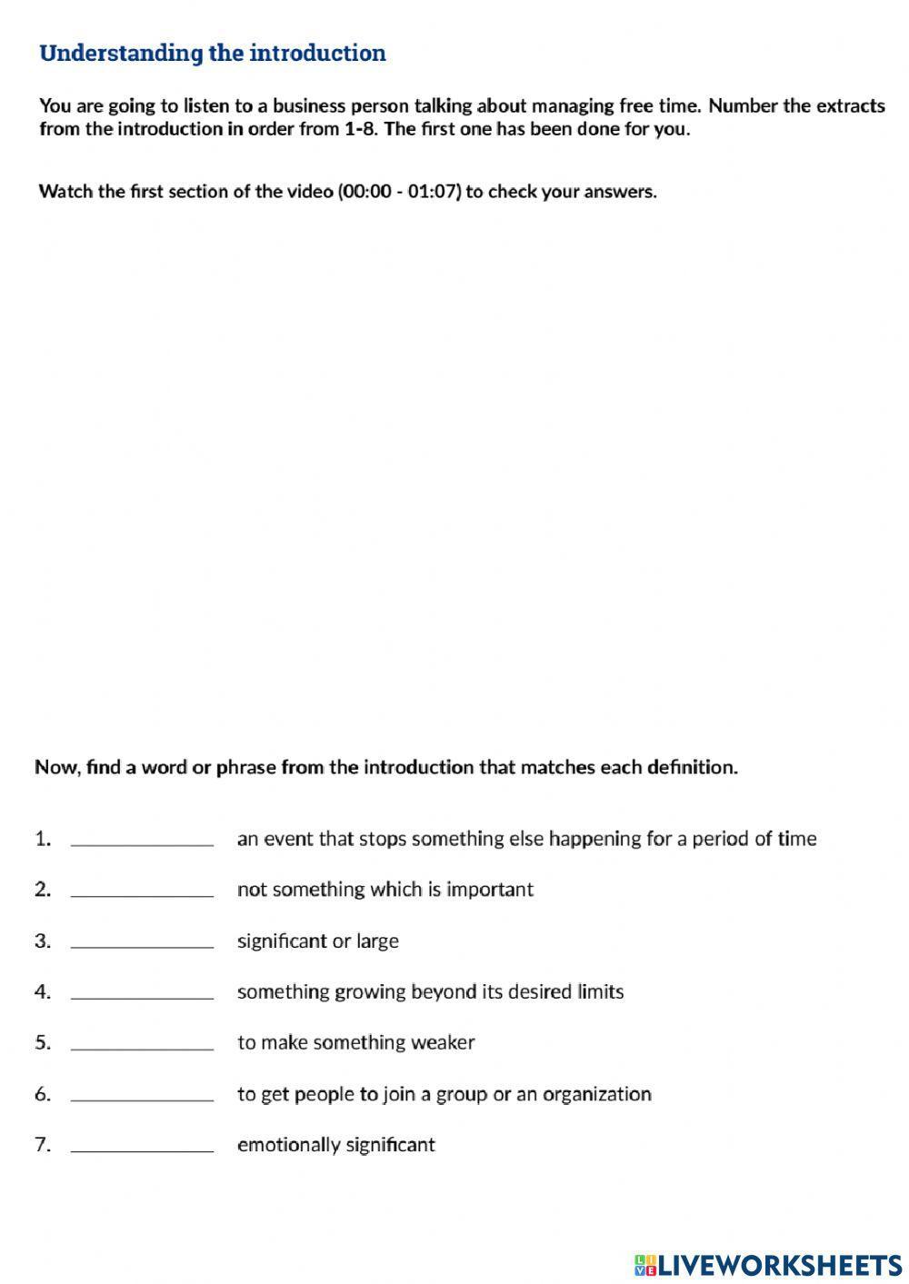 Work-life balance exercise | Live Worksheets work-life-balance-exercise-live-worksheets