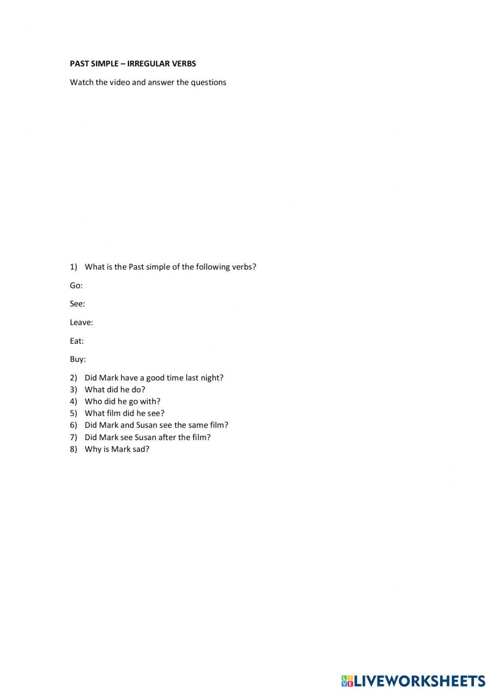 Past simple - irregular verbs