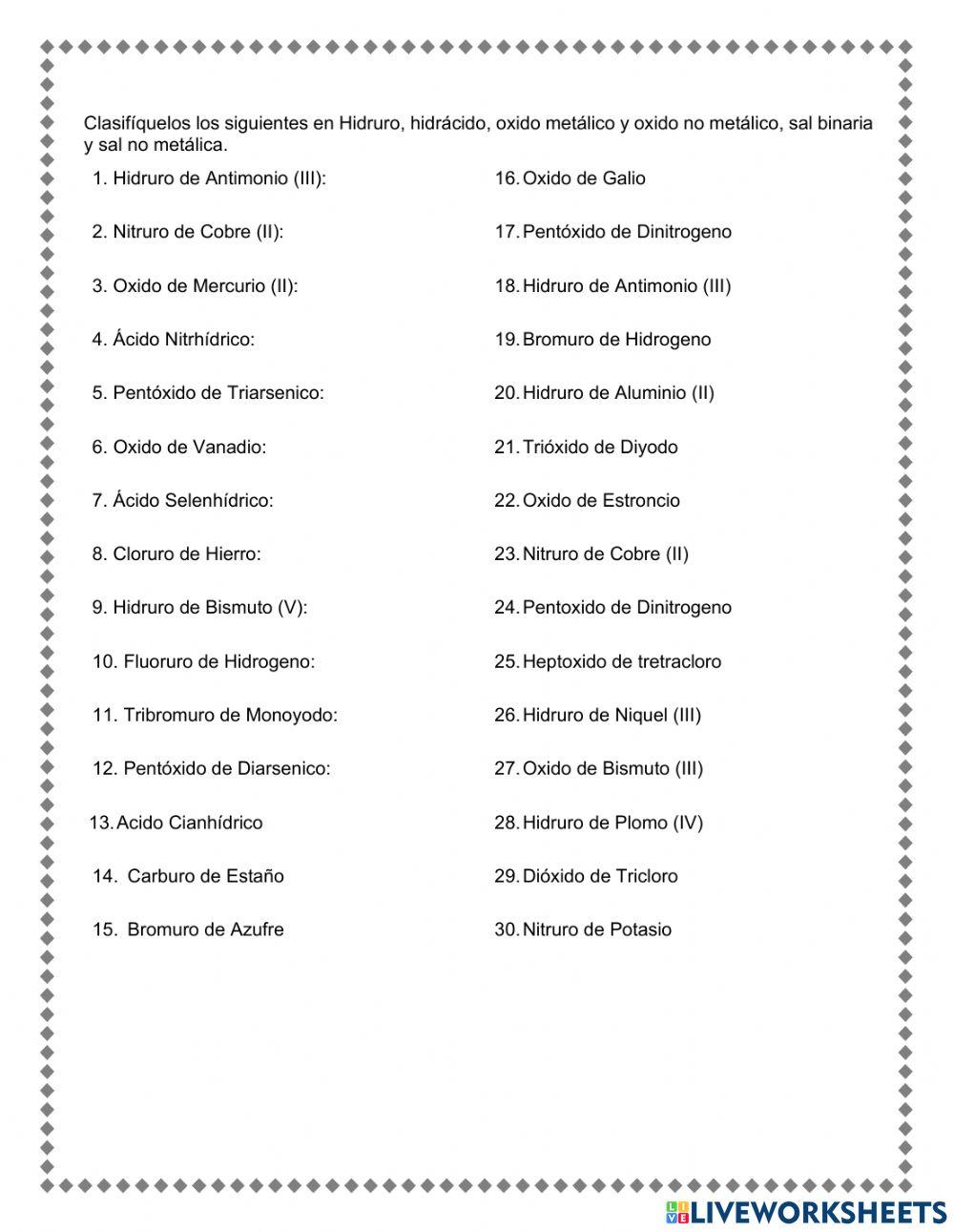 Actividad 4 Clasificación Compuestos Químicos 2
