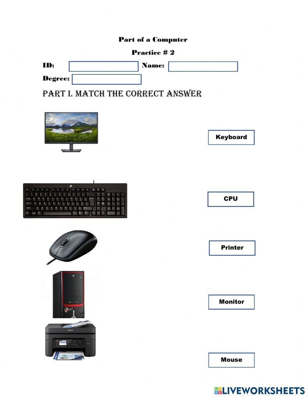 Parts of Computers worksheet | Live Worksheets