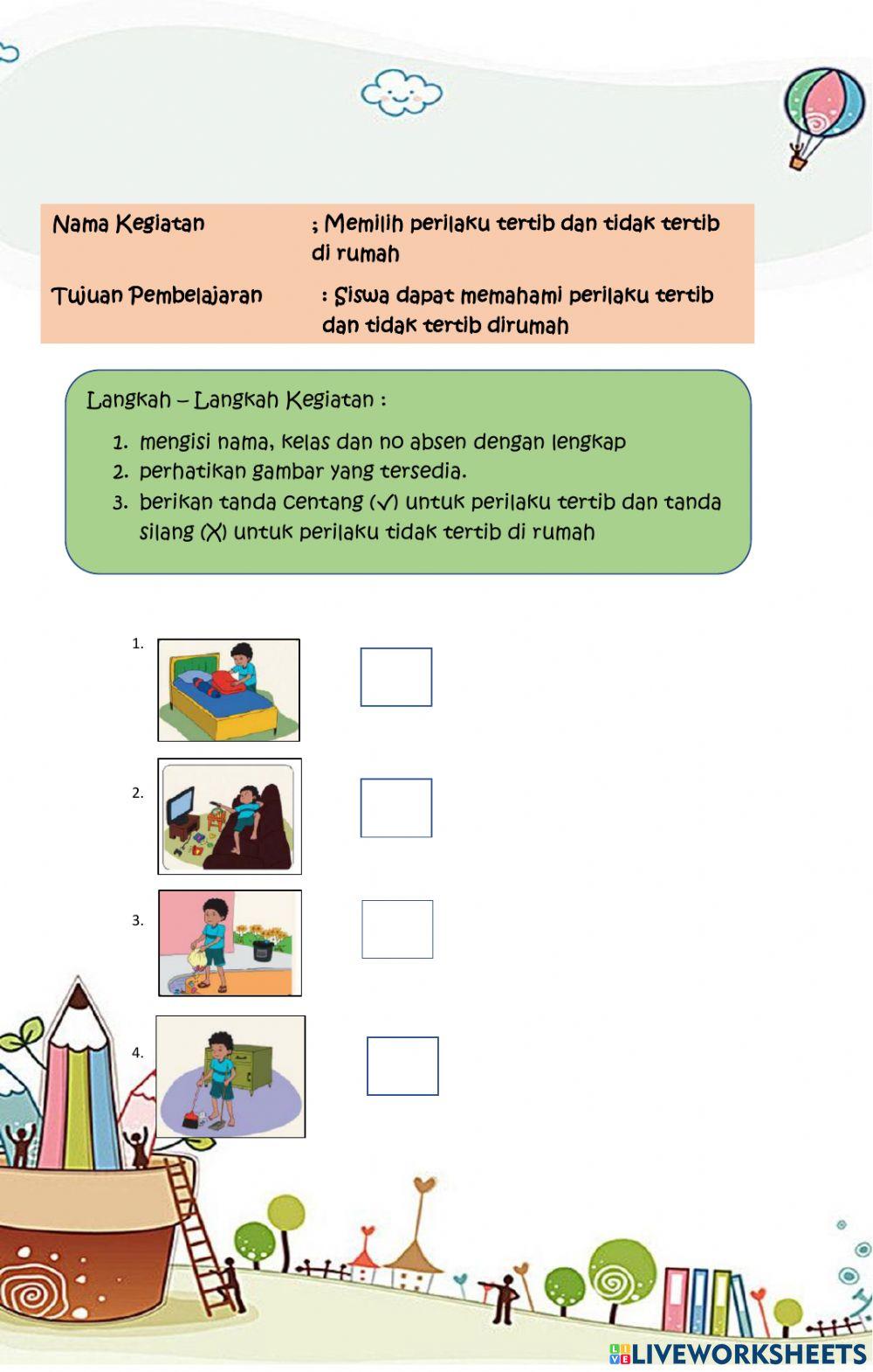 Gambar perilaku tertib dan tidak tertib di rumah