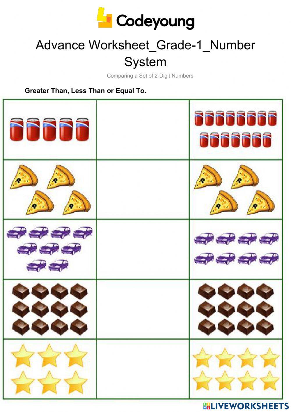 Comparing a Set of 2-Digit Numbers-Advance WS