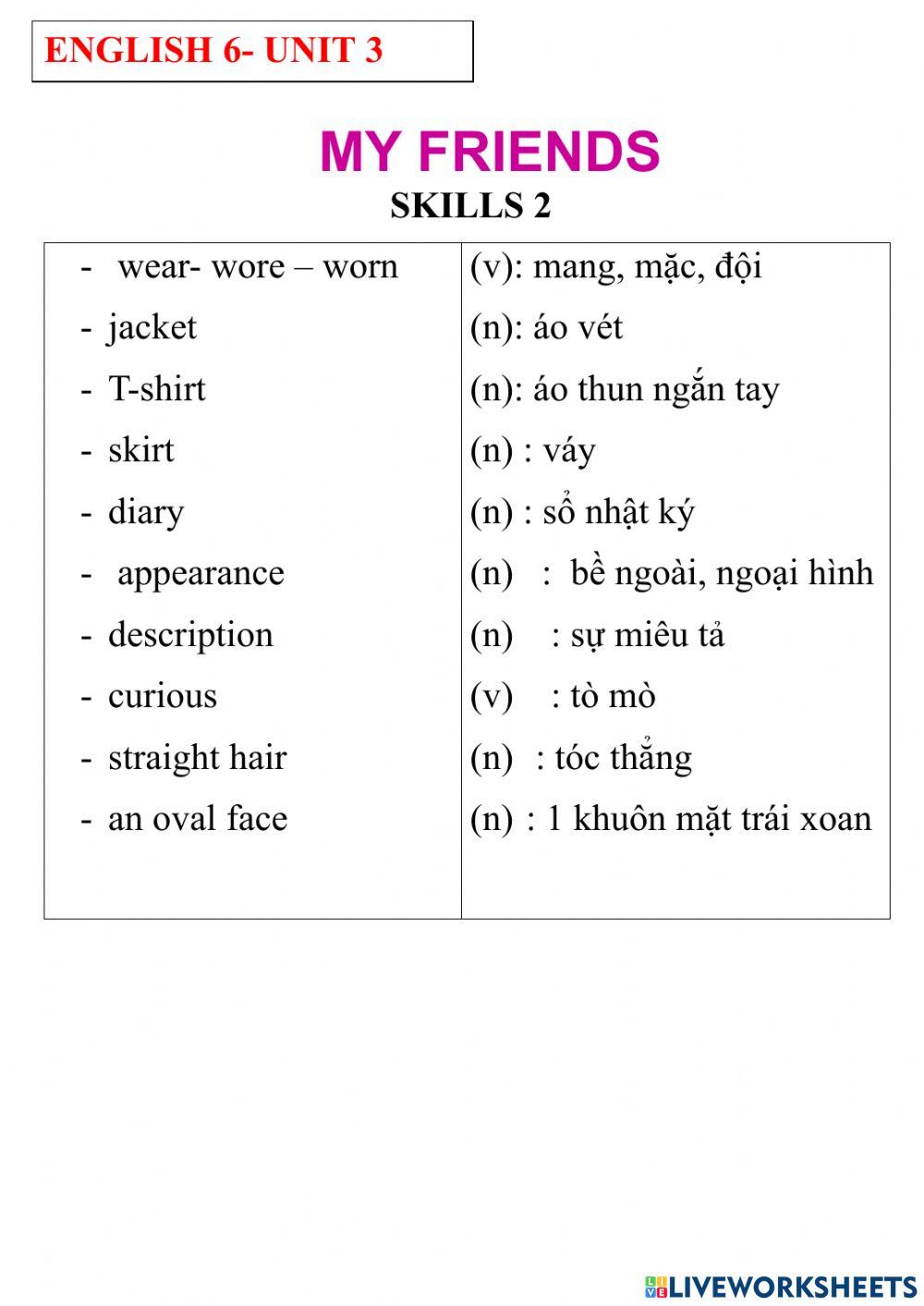 English 6- unit 3- skills 2