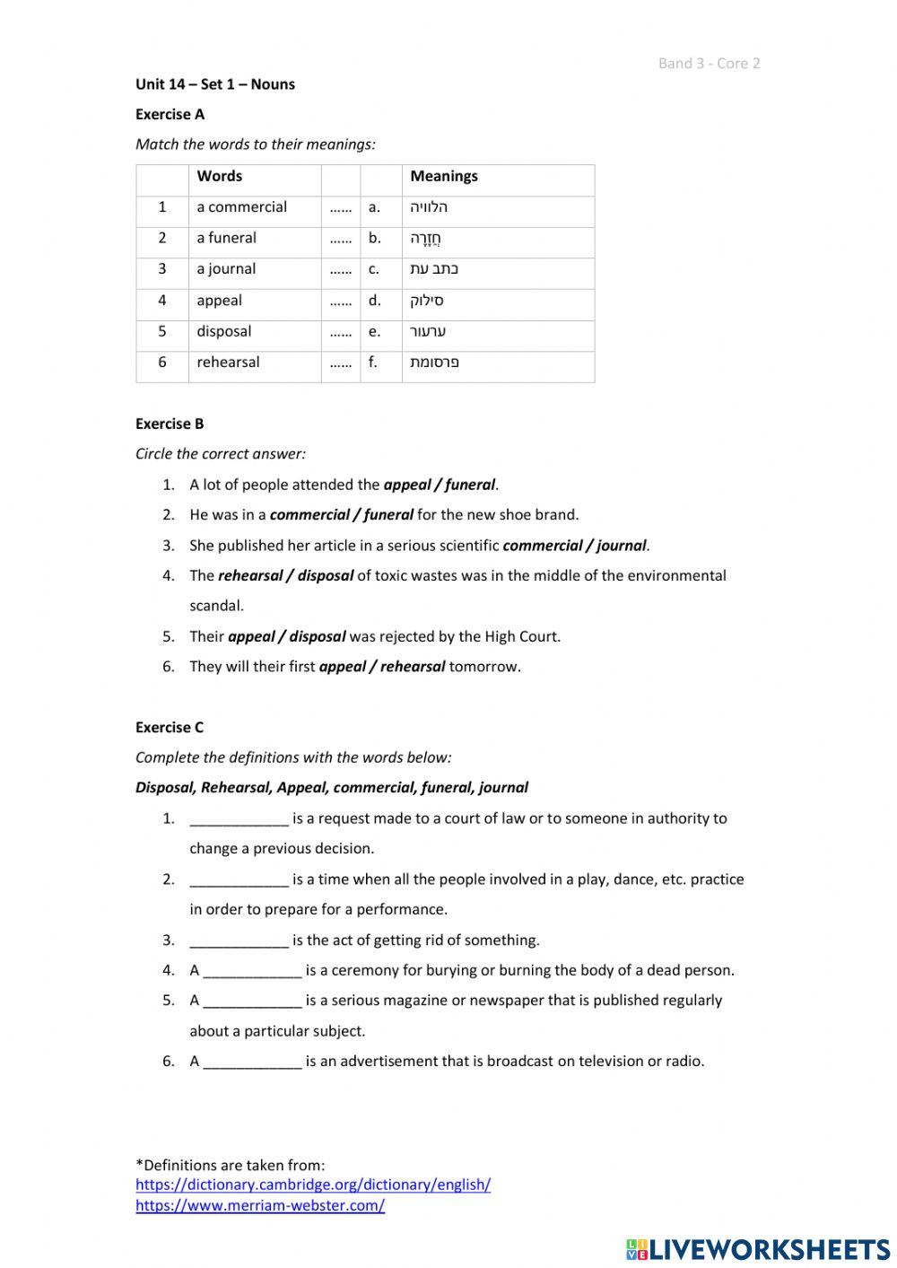 Band 3 (Core 2) - Unit 14 - Set 1