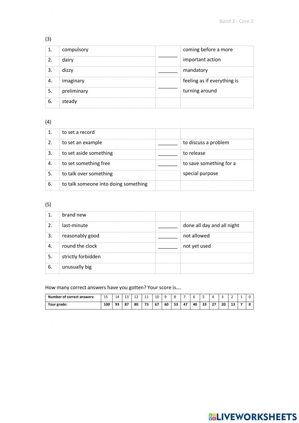 Band 3 (Core 2) - Unit 14 - Test