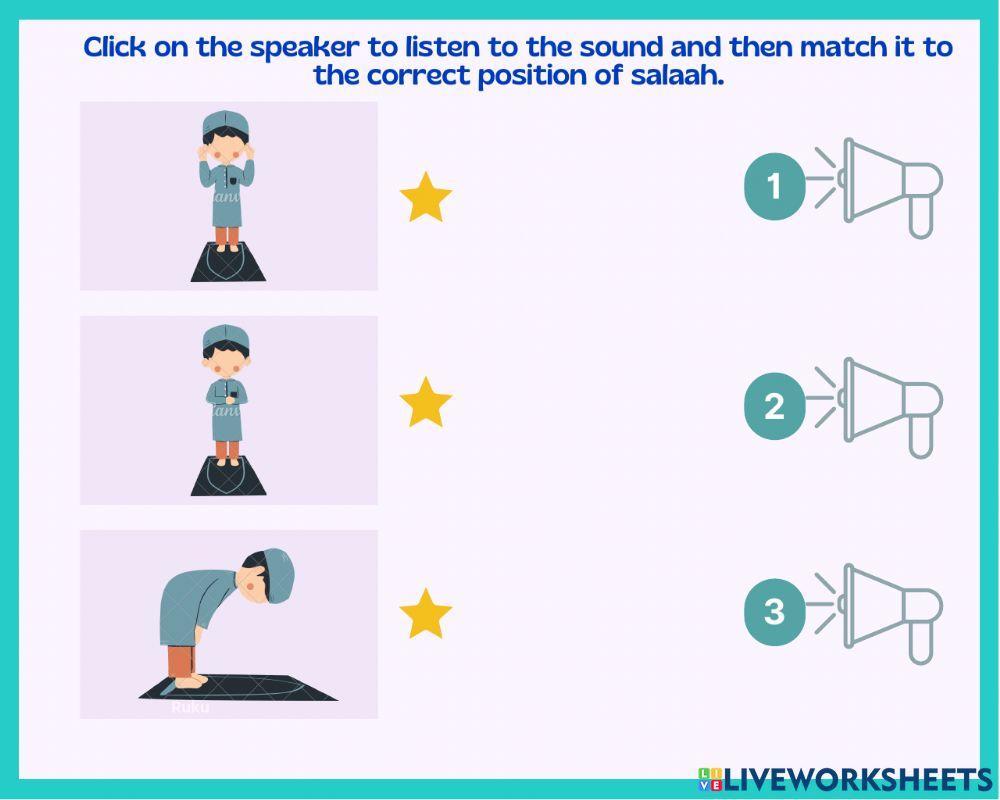 Matching the sound of the Salah positions